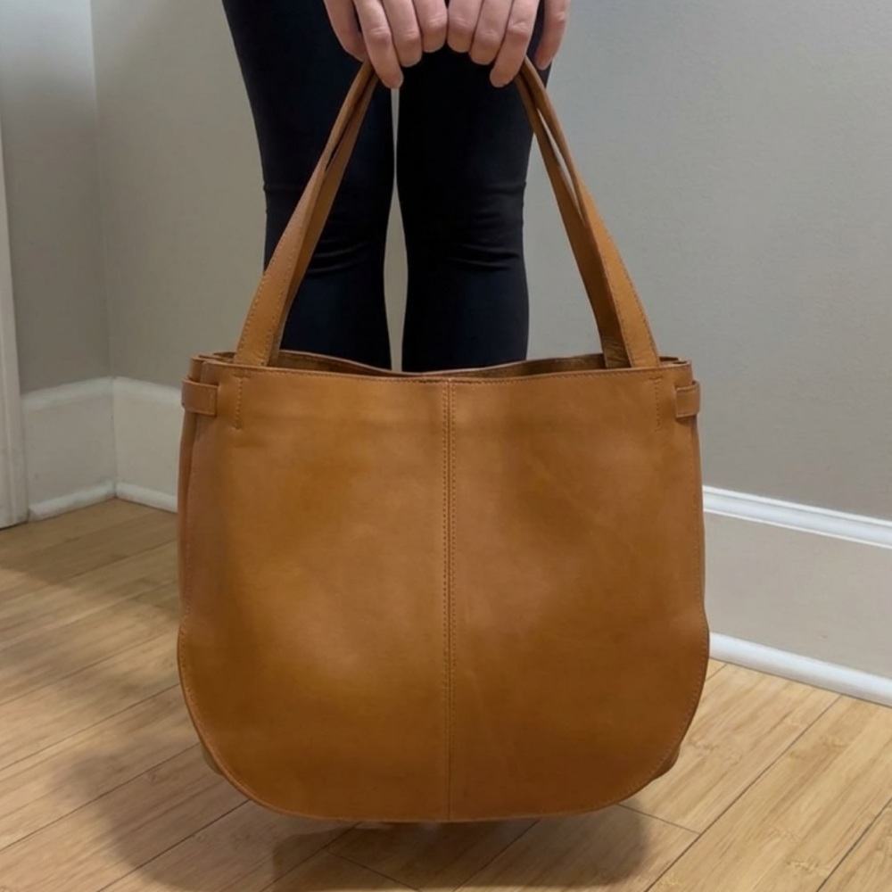 Large ABLE Tan GENUINE Leather Tote Bag - Picture 5 of 7